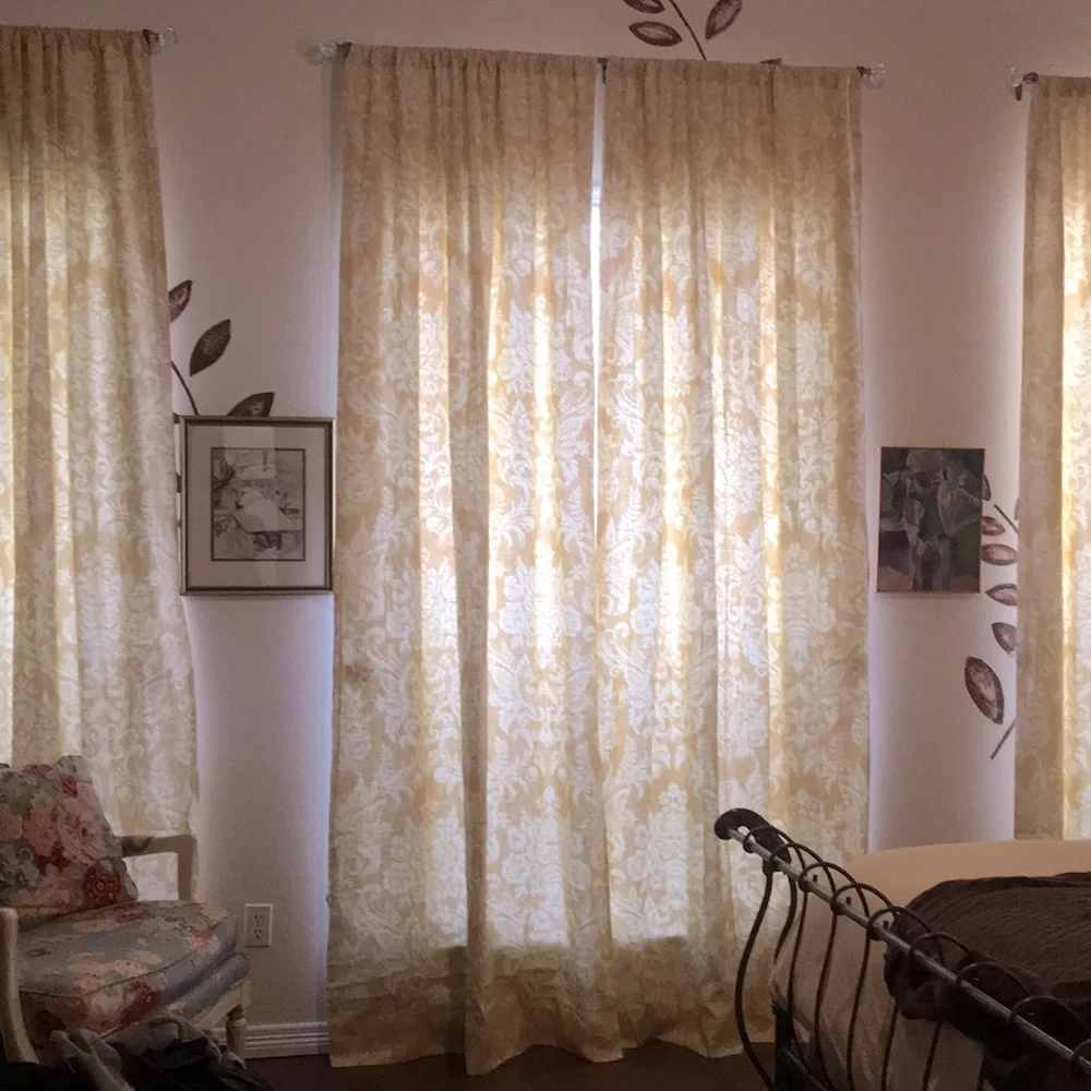 (1) 108” Restoration Hardware Linen Damask Drapery